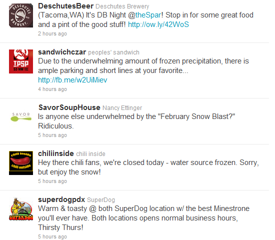 A snippet from a business list in Portland.